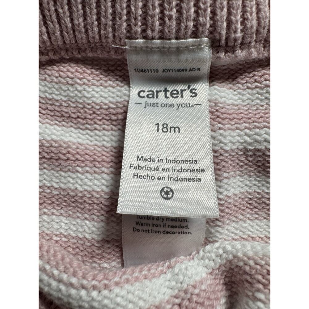 Carter's Girls 6M 2pc Pink Knit Cotton Bunny Sweater Pants Set Long Sleeve - Picture 2 of 5